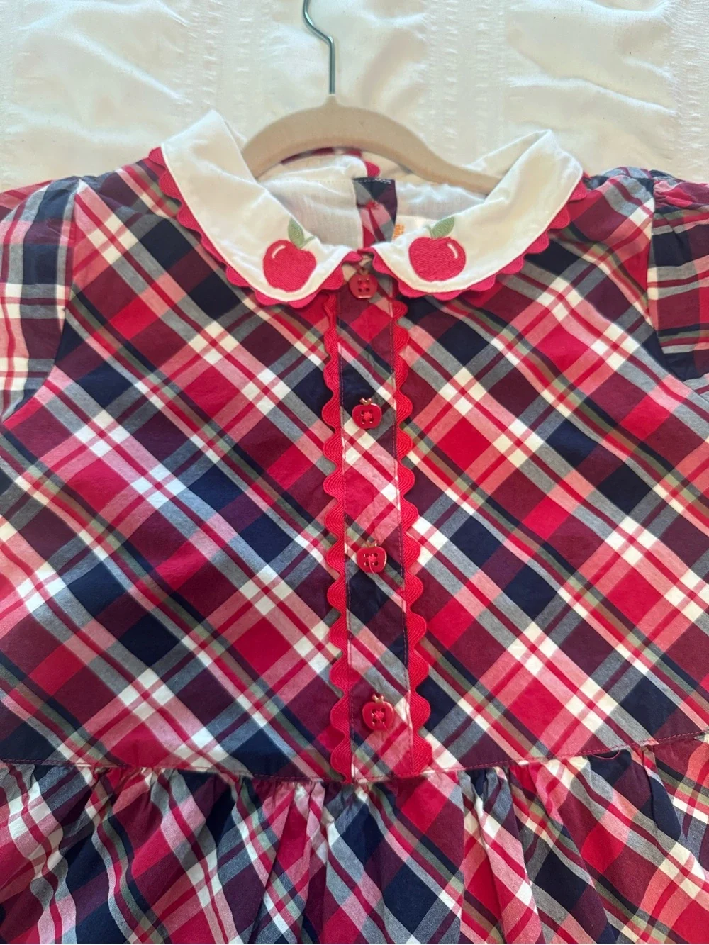 Gymboree Red, Navy and White Plaid Dress with Peter Pan Collar Size 8